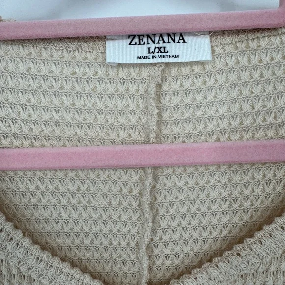Zenana Outfitters V-Neck Oversized Cream Sweater Size L/XL - Picture 4 of 6